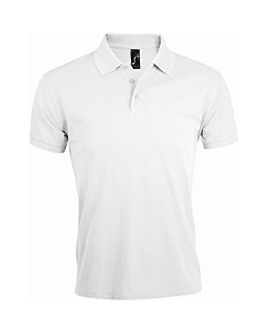 Sol's White Prime Pique Plain Short Sleeve Polo Shirt for men