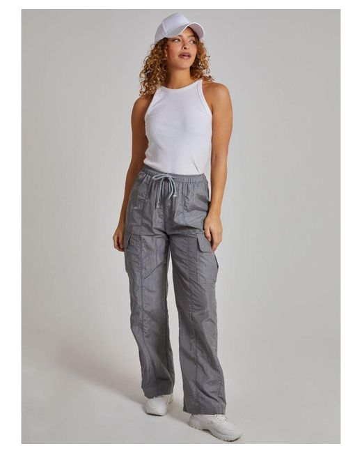 Pink Vanilla Gray Parachute Cargo Pants