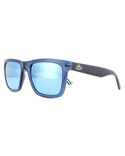 Lacoste Blue Classic Rectangle Mirror Sunglasses for men