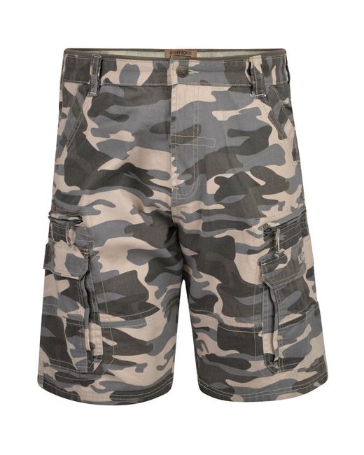 KAM Jeanswear Gray Kam Camo Cargo Shorts for men