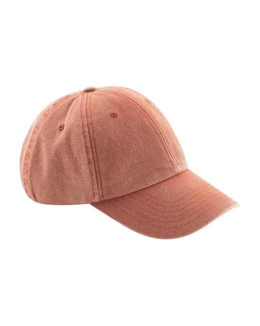 BEECHFIELD® Laag Profiel Vintage Denim-look Cap (vintage Oranje) in het Pink