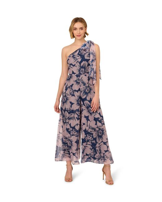 Adrianna Papell White Floral Organza Jumpsuit