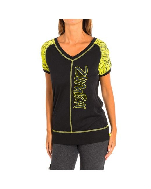 Zumba Black Short-Sleeved V-Neck Sports T-Shirt Z1T00469