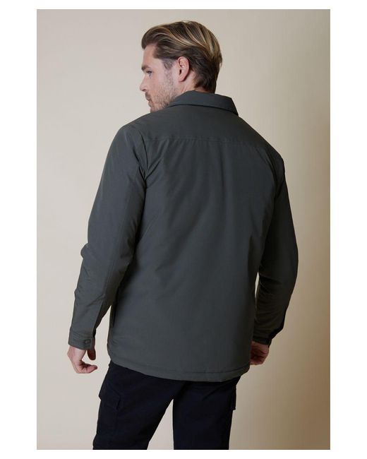 Threadbare Gray 'Merci' Button Up Lightweight Padded Overshirt Shacket for men