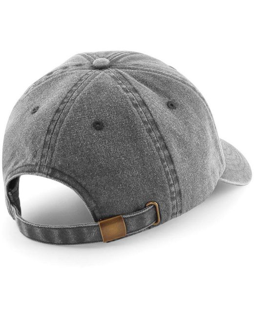 BEECHFIELD® Laag Profiel Vintage Denim-look Cap (vintage Zwart) in het Gray