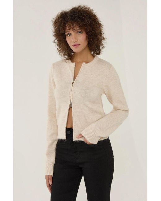 Hiccup Natural Zippered Knit Cardigan