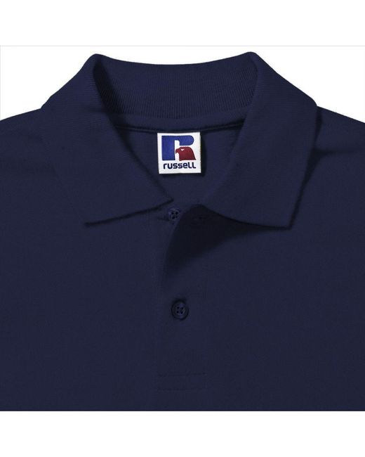 Russell Blue 100% Cotton Short Sleeve Polo Shirt (French) for men