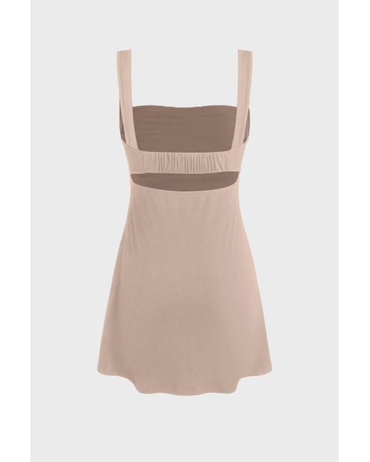 Hiccup White Ruched Square-Neck Mini Dress