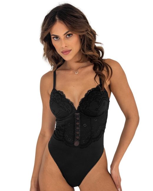 Pour Moi Black Plunge Underwired Bodysuit