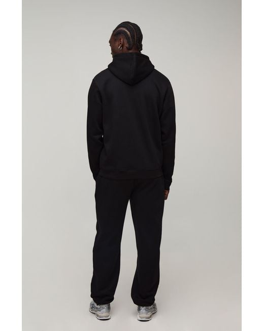 BoohooMAN Black Tall Regular Zip Through Hooded And Straight Leg Cuffed Jogger for men