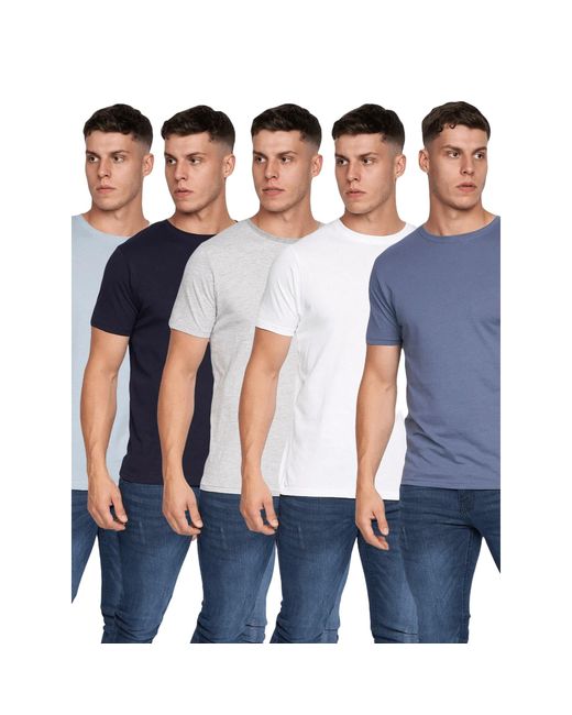 Duck and Cover Blue Errington T-Shirt (Pack Of 5) Marl/ for men