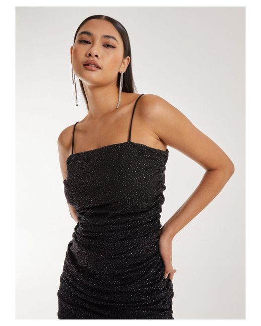 Pink Vanilla Black Sparkle Strappy Mesh Dress