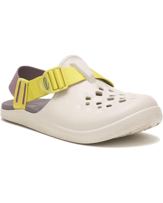 Chaco White Chillos Stripe Patterned Shuv Clogs