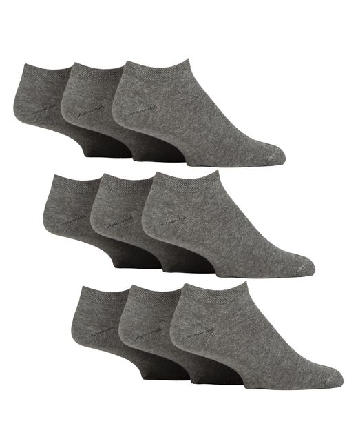 Gentle Grip Gray 9 Pack Diabetic Trainer Socks, Swollen Feet Wide Ankle for men