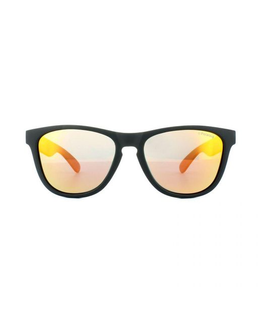Polaroid Brown Rectangle Rubber Mirror Polarized Sunglasses for men