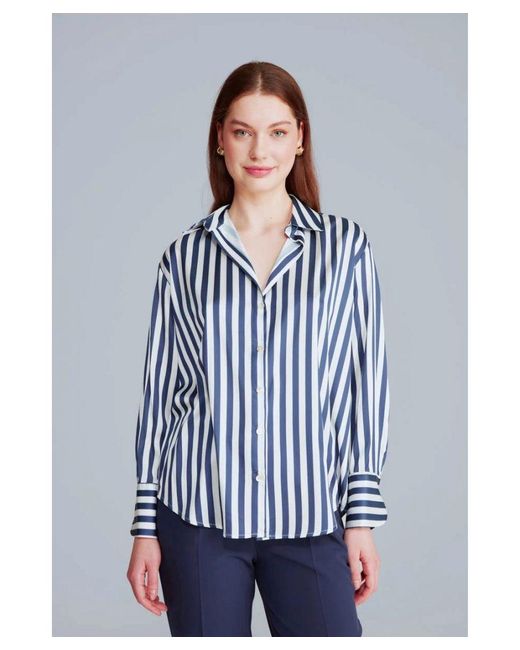 GUSTO Blue Striped Satin Shirt