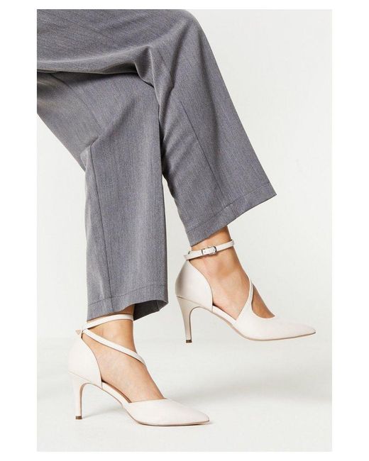Wallis Gray Esther Asymmetric Strap Pointed High Stiletto Court Shoes