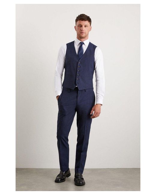 Burton Blue Plus And Tall Slim Fit Marl Waistcoat for men