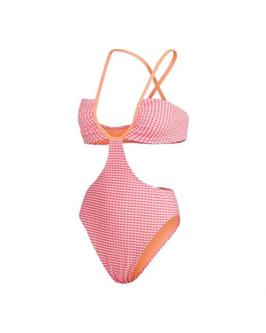 Speedo Pink Gingham Patterned Convertible Swimsuit