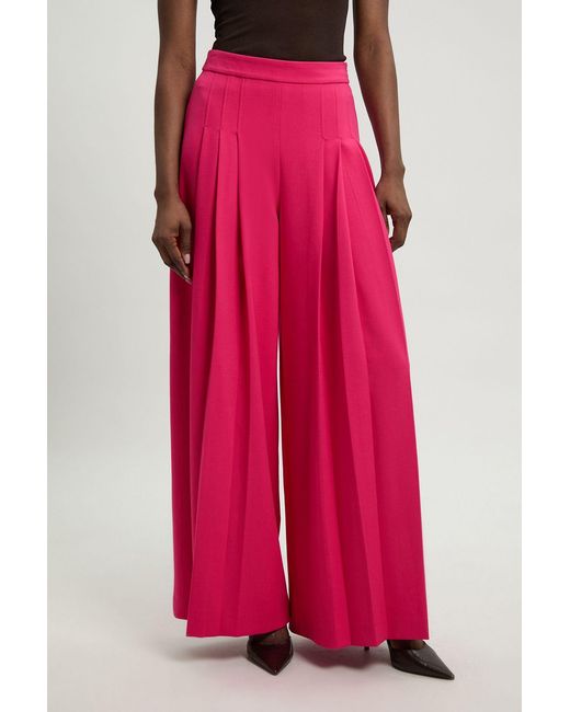 Karen Millen Tailored Structured Crepe Pleated Wide Leg Trousers