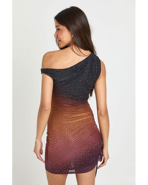Boohoo Brown Premium Hotfix Ombre Mini Dress