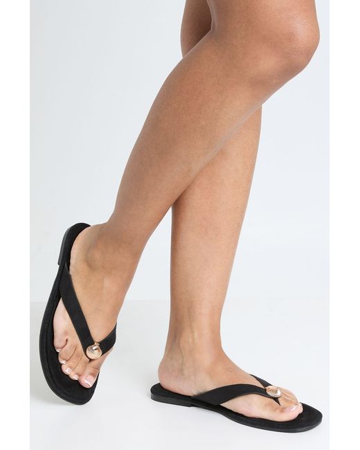 Boohoo White Shell Trim Flip Flops