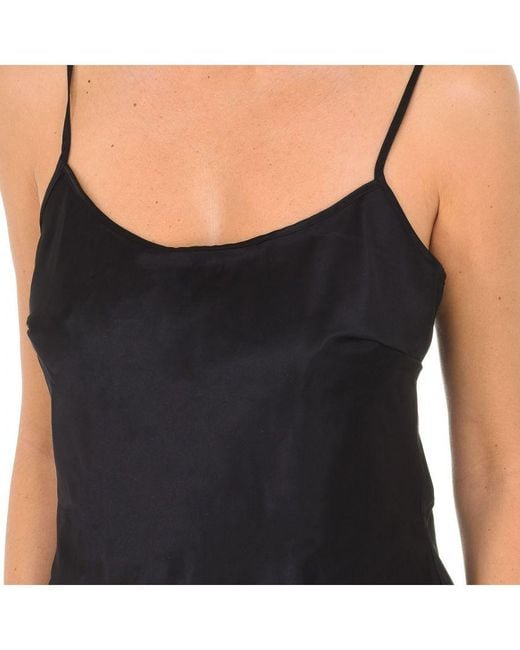 Dim Black Lovable L07Wv Thin Strap Satin T-Shirt