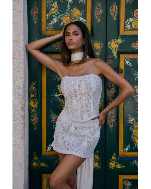 Boohoo Green Sheer Lace Bandeau Corset Top