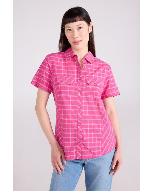 Mountain Warehouse Pink 'Holiday' Cotton Shirt Short Sleeve Breathable Top