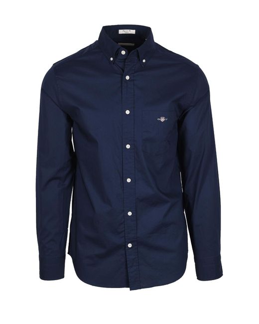 Gant Blue Reg Poplin Shirt Marine for men