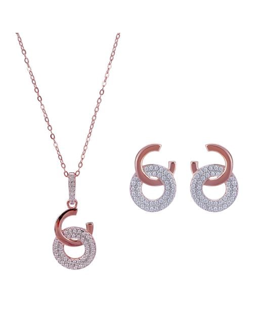 Orphelia Metallic 'Carleen' 925 Sterling Set: Chain-Pendant + Earrings
