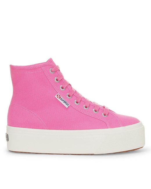 Superga Purple Ladies 2708 Lace Up High Tops (Fuchsia/Avorio)