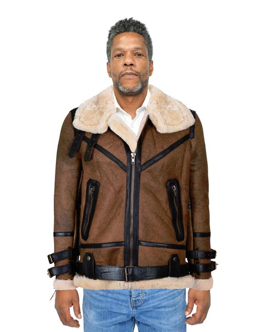 Infinity Leather Brown Vintage Pilot B3 Sheepskin Jacket- Knoxville for men
