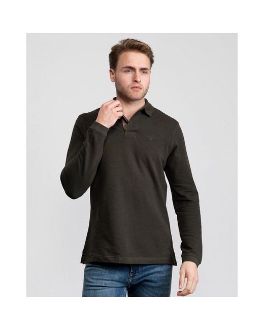 Barbour Gray Ls Sports Polo Shirt for men