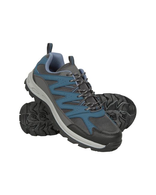 Mountain Warehouse Blue 'Highline Ii' Walking Shoes Breathable Eva Cushioned Suede Mesh Upper for men
