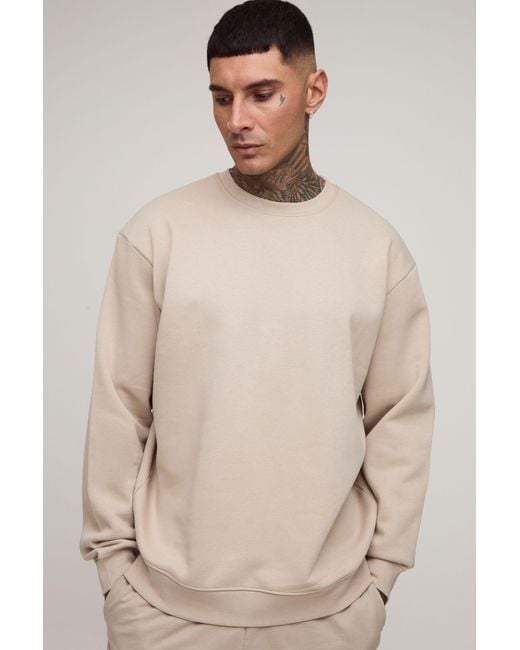 BoohooMAN Natural Tall Basic Oversized Crew Neck Sweatshirt for men