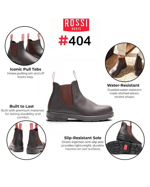 Rossi Boots Brown 404 Claret Leather Outdoor Chelsea
