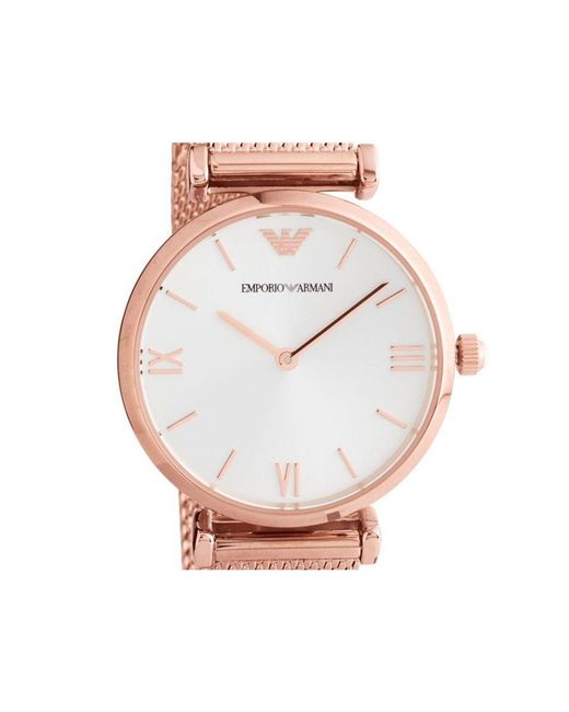 Emporio Armani Black Ar1956 Plated Dial Mesh Bracelet