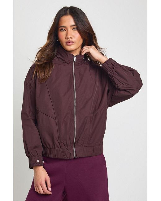 Boohoo Purple Funnel Neck Elasticated Waist Lightweight Bomber Jacket