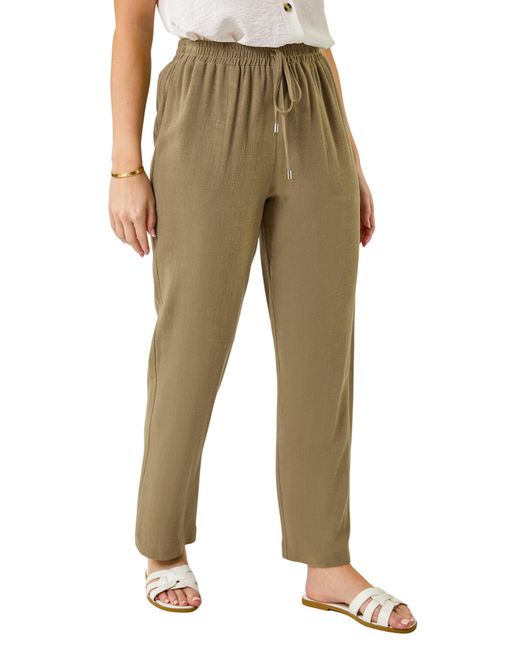 Roman Natural Petite Linen Mix Trousers