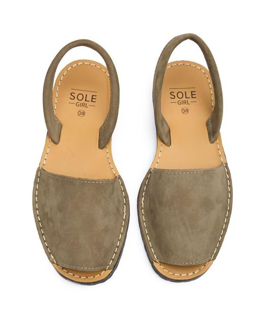 Sole Green Macaw Nubuck Menorcan Sandals