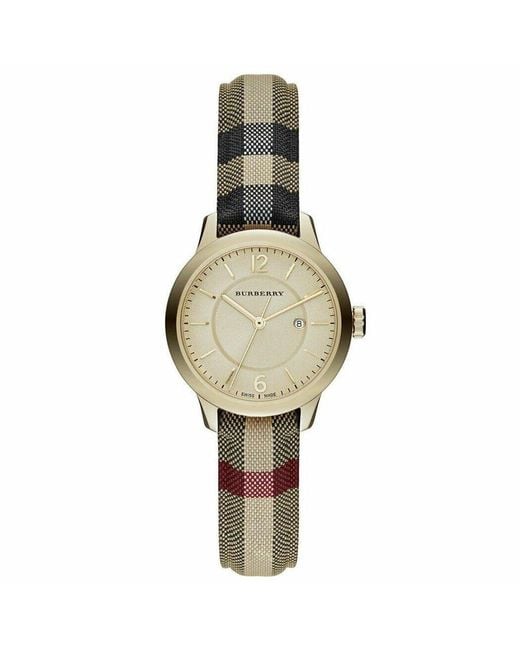 Burberry Metallic Bu10104 Honey Check Stamped Dial Ladies Watch
