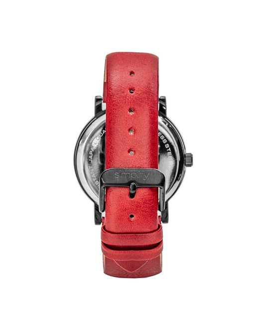 Simplify Gray The 7000 Leather-Band Watch