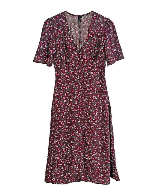 Secret Label Red Nobody's Child Floral Button Down Midi Tea Dress