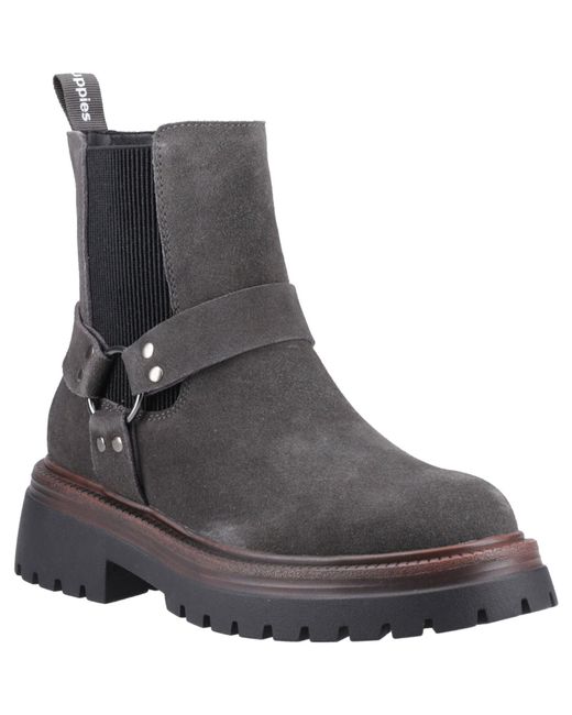 Hush Puppies Black Raye Suede Flat Chelsea Boots