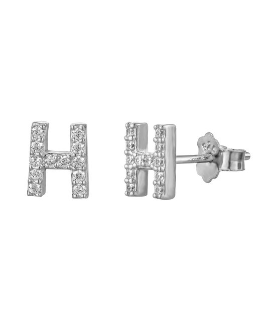The Jewellery Stockroom Metallic Sterling Cubic Zirconia Initial Stud Earrings
