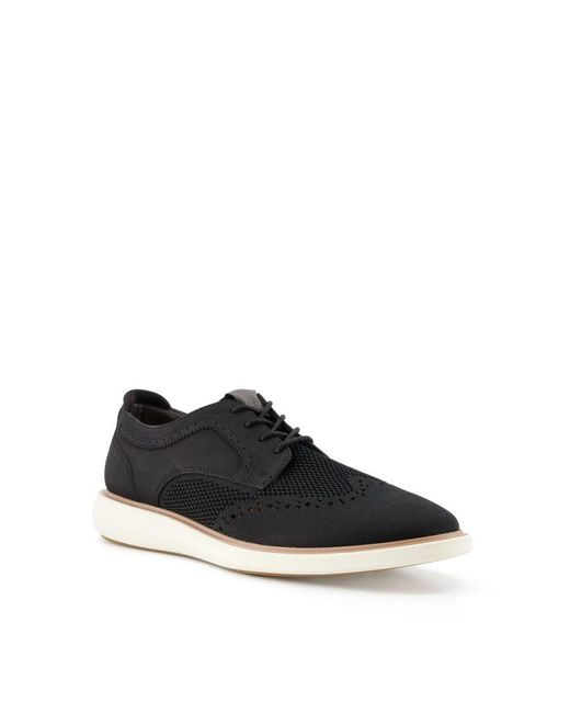 Dune Black Barleigh Wedge Sole Knitted Brogues Fabric for men