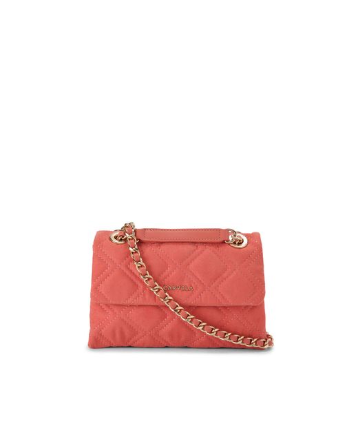 Carvela Kurt Geiger Red Suedette Rosa Chain Shoulder Bag