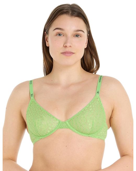 Calvin Klein Green 000Qf7173E Lace Unlined Demi Bra