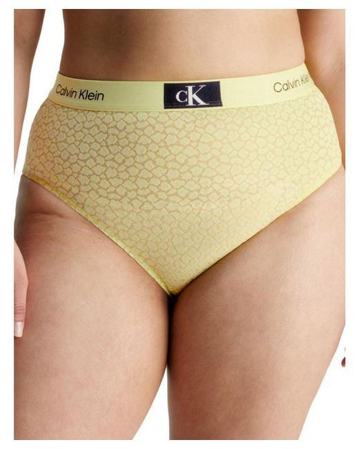 Calvin Klein 000qf7177e Lace High Waisted Brief Nylon in Yellow